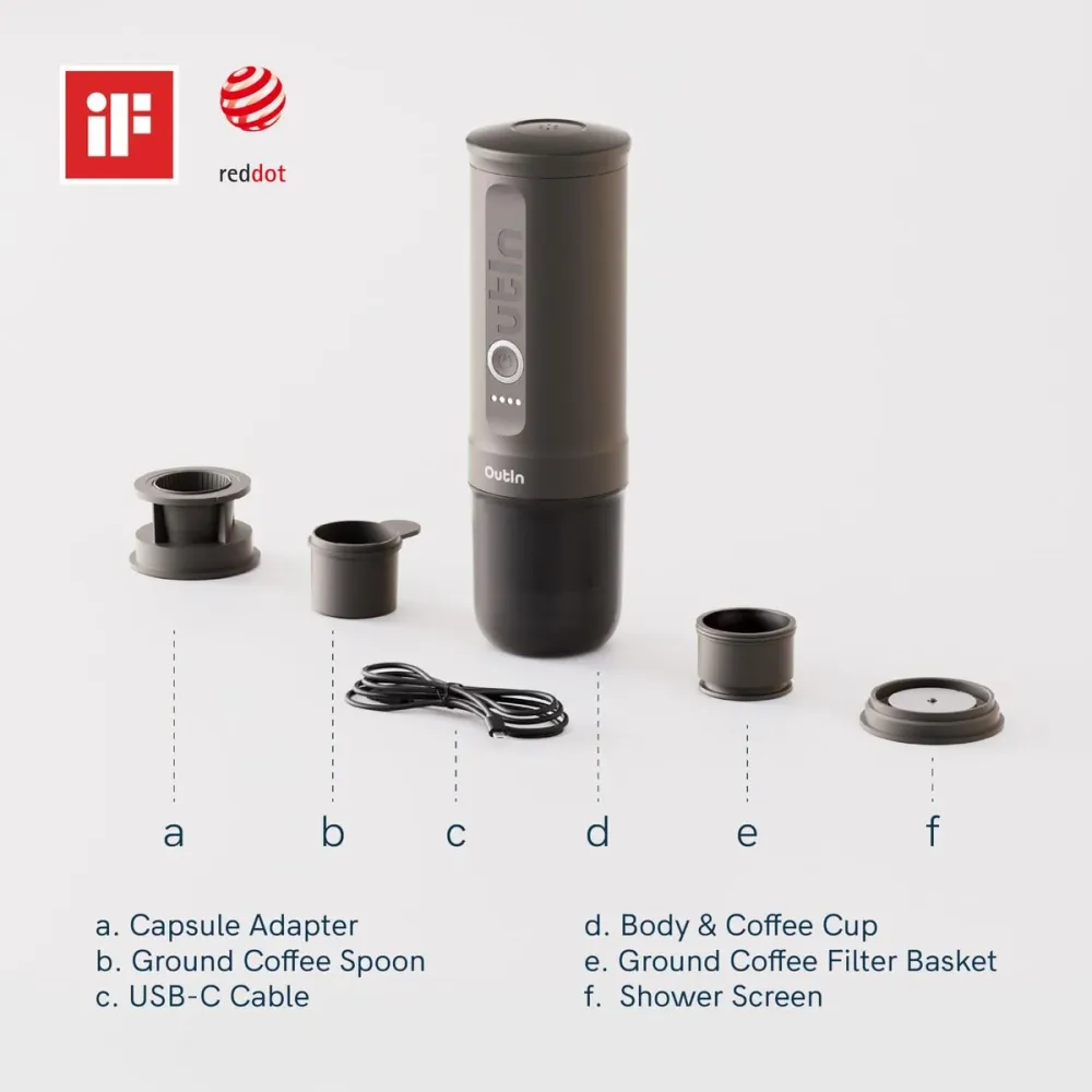 Macchina da Caffè Portatile Outin OUTINWHITE Bianco Acciaio inossidabile 50 ml 80 ml