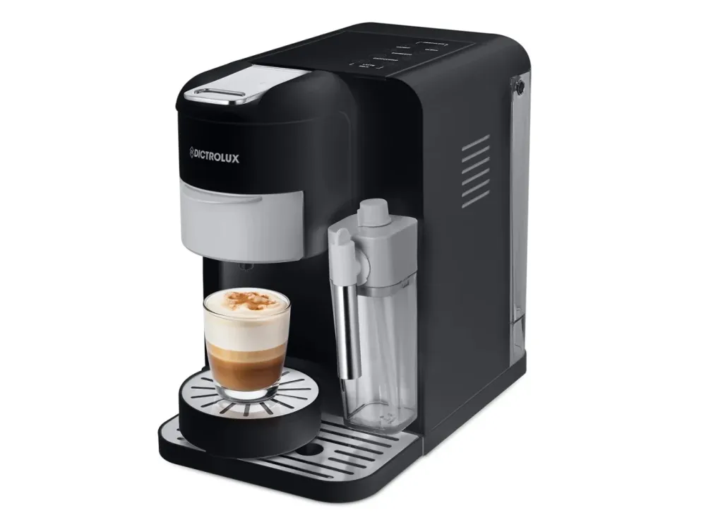 Macchina per il caffè 3in1 Emily Express&Milk nero con adattatori per capsule e cialde â Dictrolux