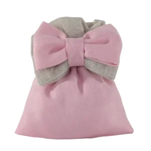 Muffin sacchetto portaconfetti tessuto con fiocco 10x12cm rosa