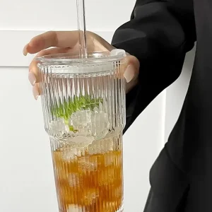 Mug vetro con cannuccia - 600 ml