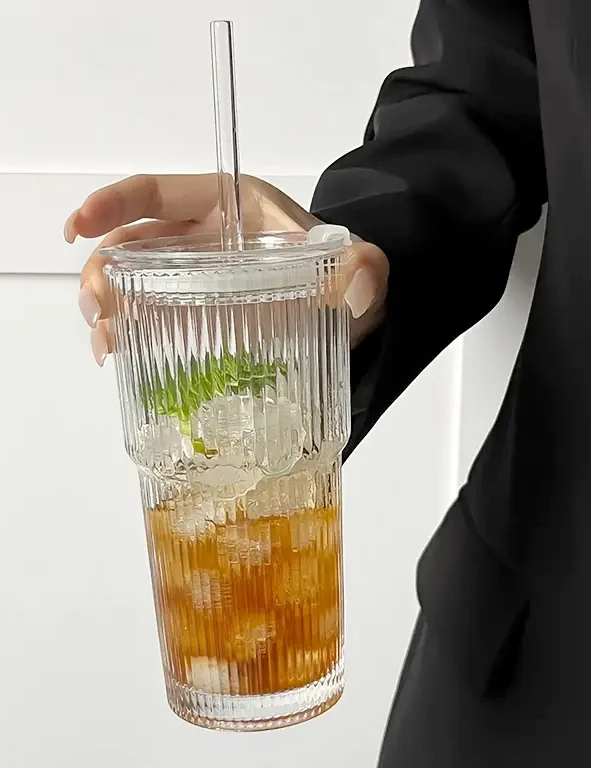 Mug vetro con cannuccia - 600 ml