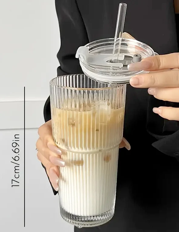 Mug vetro con cannuccia - 600 ml