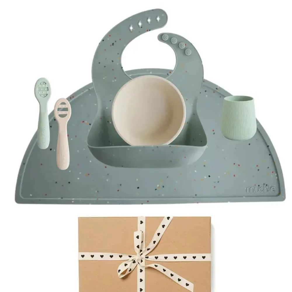 Mushie® Set per la prima pappa Cambridge Blue