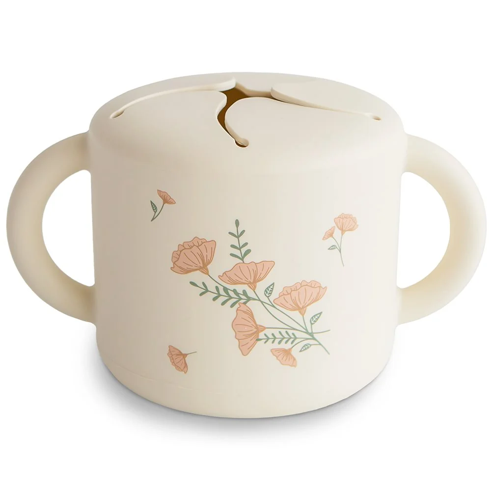 Mushie Tazza senza snack Fiore rosa