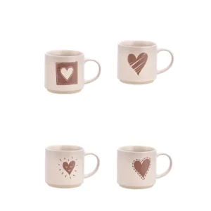 Nara tazza ceramica con cuore d.10xh9cm, 4 assortimenti
