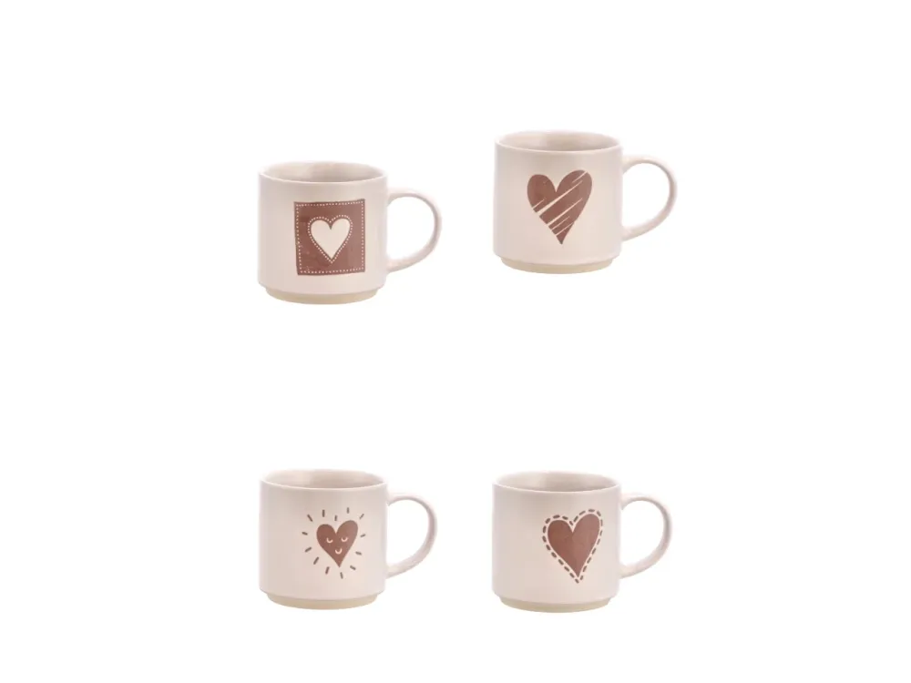 Nara tazza ceramica con cuore d.10xh9cm, 4 assortimenti