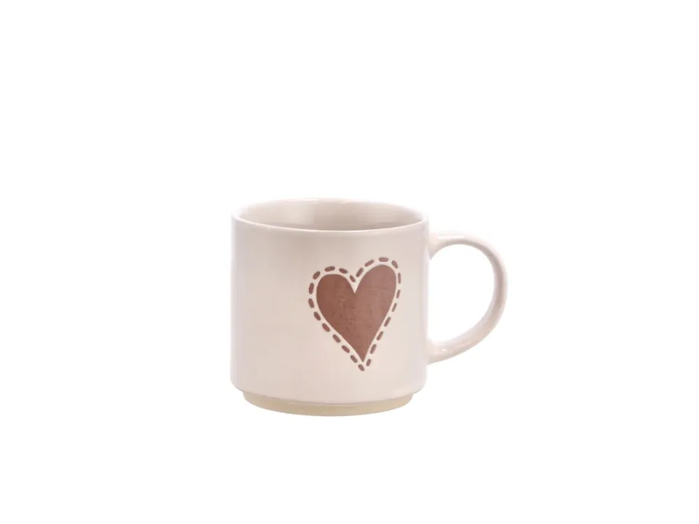 Nara tazza ceramica con cuore d.10xh9cm, 4 assortimenti