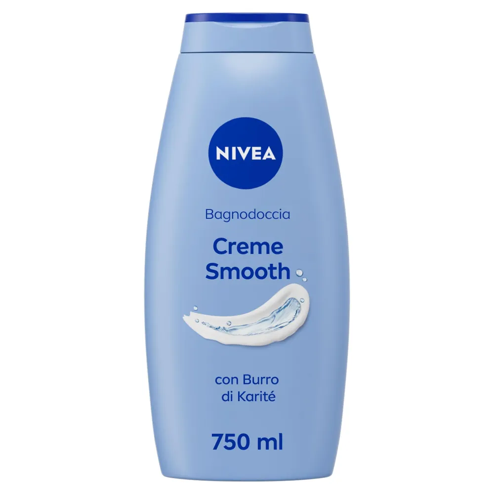 NIVEA Bagnodoccia Creme Smooth 750 ml, Bagnoschiuma crema detergente e vellutante, Crema docciaschiuma arricchita con Burr...