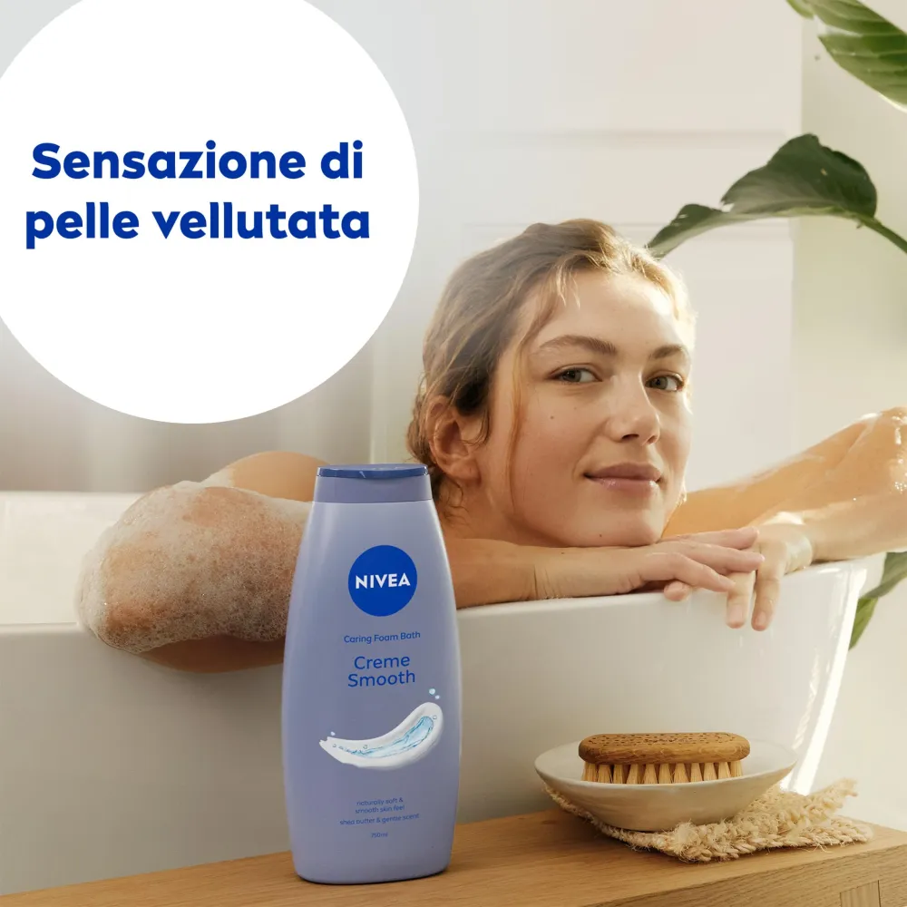 NIVEA Bagnodoccia Creme Smooth 750 ml, Bagnoschiuma crema detergente e vellutante, Crema docciaschiuma arricchita con Burr...