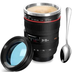 Obiettivo della fotocamera Tazze di caffè acciaio inox Thermos Fodera del coperchio Tazza di caffè Tazza 400 ML Tazza Tumb...