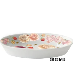 Ovalino melamina 25h.4,5cm fondo fiori rosa
