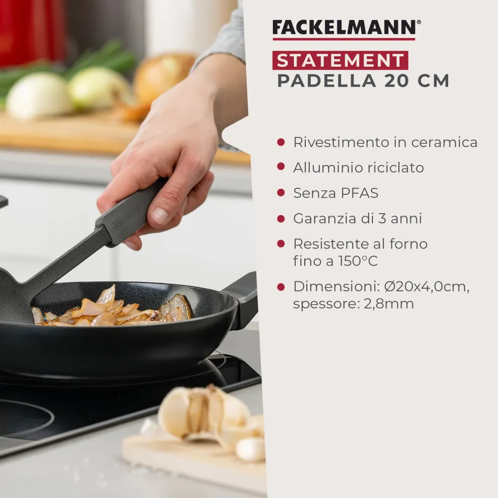 Padella Linea Statement Ø 20 cm, alluminio riciclato, senza PFAS, adatta all'induzione