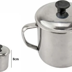 Pentolino Bollilatte Bicchiere Acciaio 8 Cm Metallo Con Manico Coperchio 67507