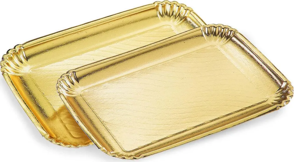 2 Pezzi Vassoio Porta Sotto Torta 20x28cm Oro Rettangolare Piatto Dolci Cartone