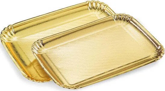 2 Pezzi Vassoio Porta Sotto Torta 20x28cm Oro Rettangolare Piatto Dolci Cartone