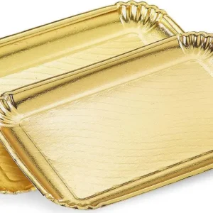2 Pezzi Vassoio Porta Sotto Torta 24x34cm Oro Rettangolare Piatto Dolci Cartone