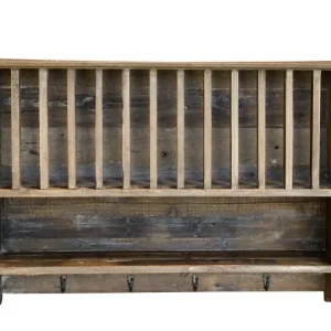 Piattaia con mensola e 4 ganci legno riciclato Chic Antique