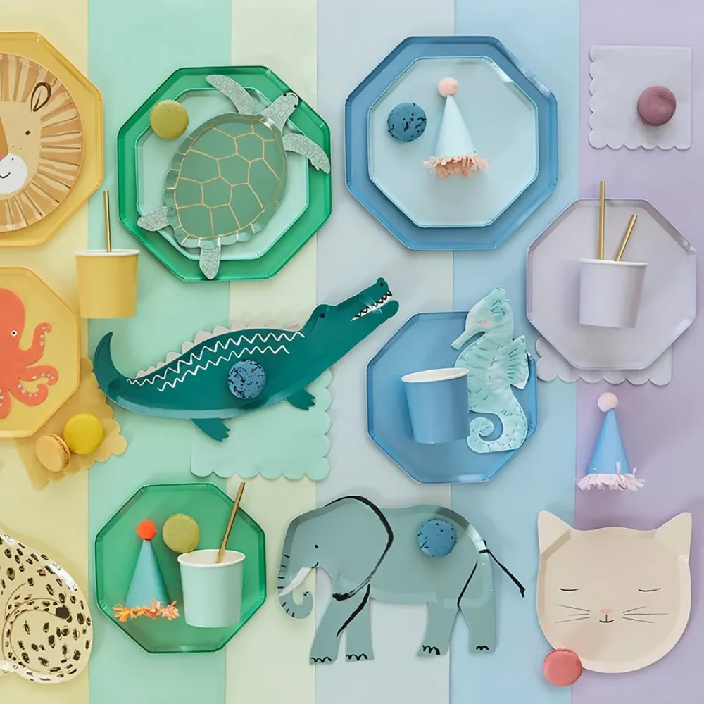8 piatti grandi carta - Azzurro Fiordaliso