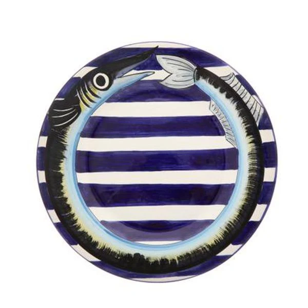 PIATTI DA PRANZO PESCE DIPINTI MANO - Set da 3