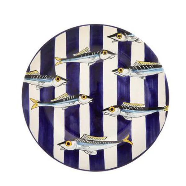 PIATTI DA PRANZO PESCE DIPINTI MANO - Set da 3