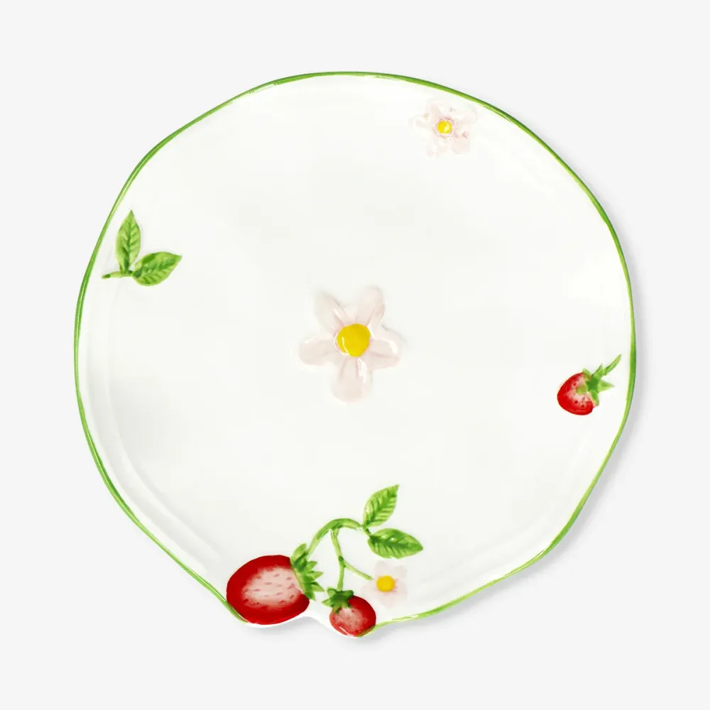 Piatto con fragole rilievo - 20 cm