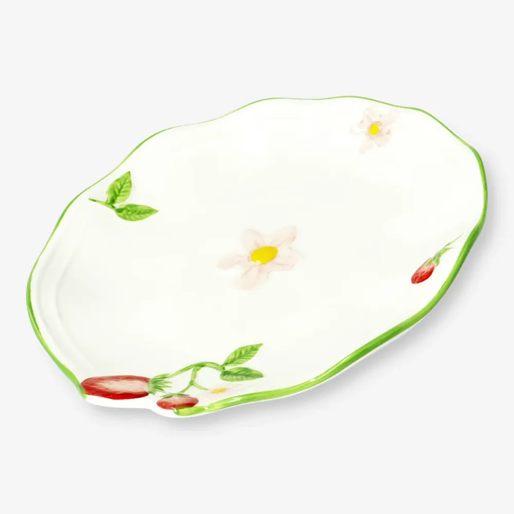 Piatto con fragole rilievo - 20 cm