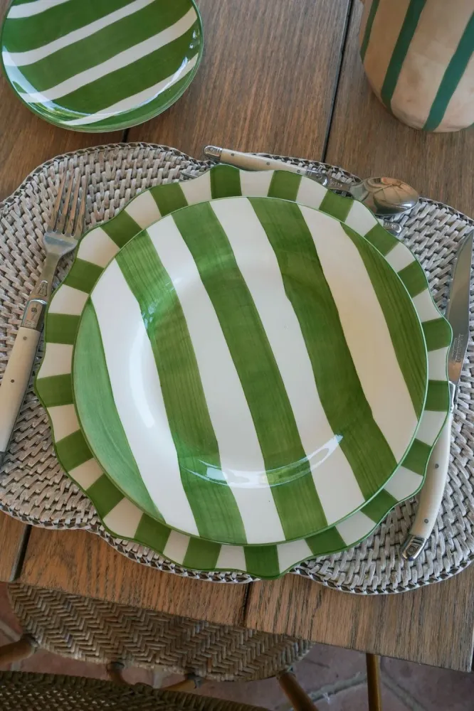 Piatto da dessert righe verdi