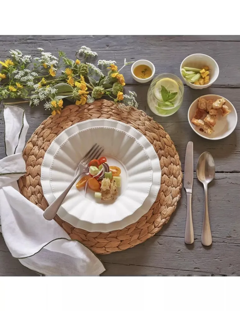 Piatto Fondo Ducale Porcellana Bone China Bianca Ø22cm Design Classico