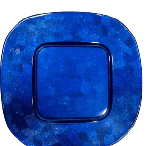PIATTO PIANO VETRO COLORATO BL U 26X26 CM