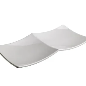 Piatto Quadro 2 Scomparti Cm.29x14,5 H.3 Bianco Melamina