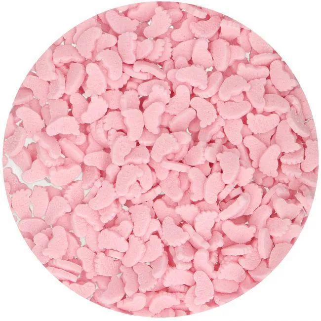 Piedini di zucchero per bambini - Rosa 55g