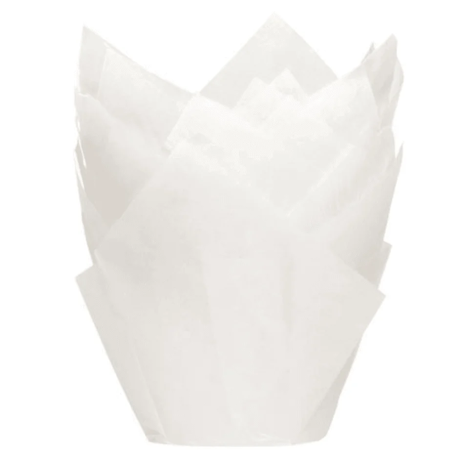 36 Pirottini per Muffin Tulipano Bianco