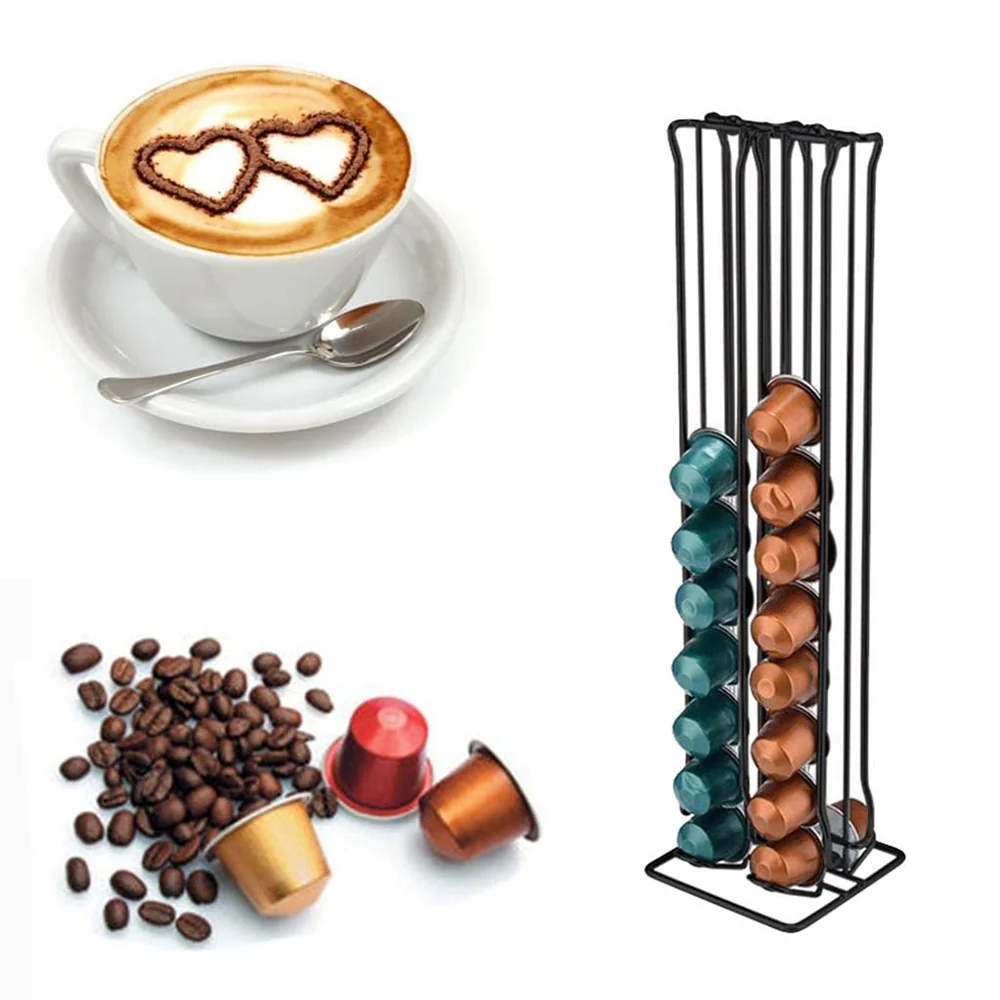 Porta capsule dispenser verticale per 40 capsule di caffè metallo
