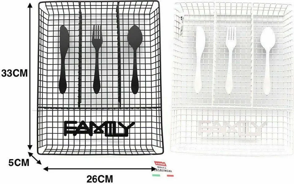 Porta Posate Da Cassetto Metallo 4 Scomparti 33 X 26 Cm Colorato Cucina Casa