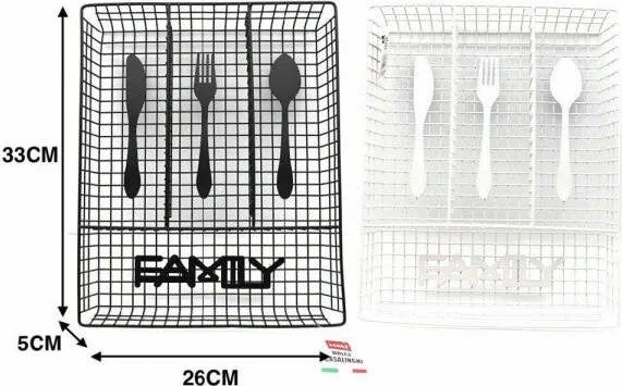 Porta Posate Da Cassetto Metallo 4 Scomparti 33 X 26 Cm Colorato Cucina Casa