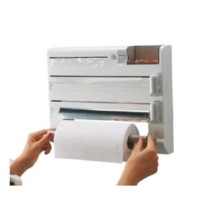 Porta Rotolo Da Cucina Carta 5in1 Da Parete Organizer Dispenser Pellicola Nastro