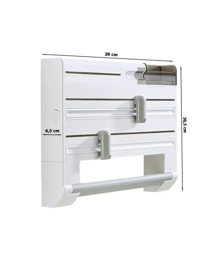 Porta Rotolo Da Cucina Carta 5in1 Da Parete Organizer Dispenser Pellicola Nastro