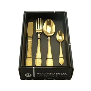 Posate acciaio - la confezione comprende 24 posate 24 colore oro