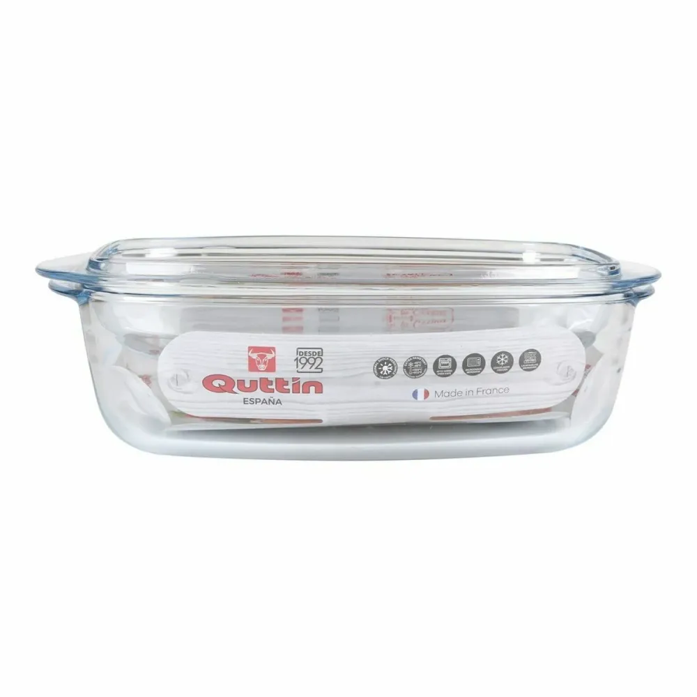 Casseruola con coperchio Quttin 63096 Vetro 32,8 x 19,7 x 13 cm (3 Unità)