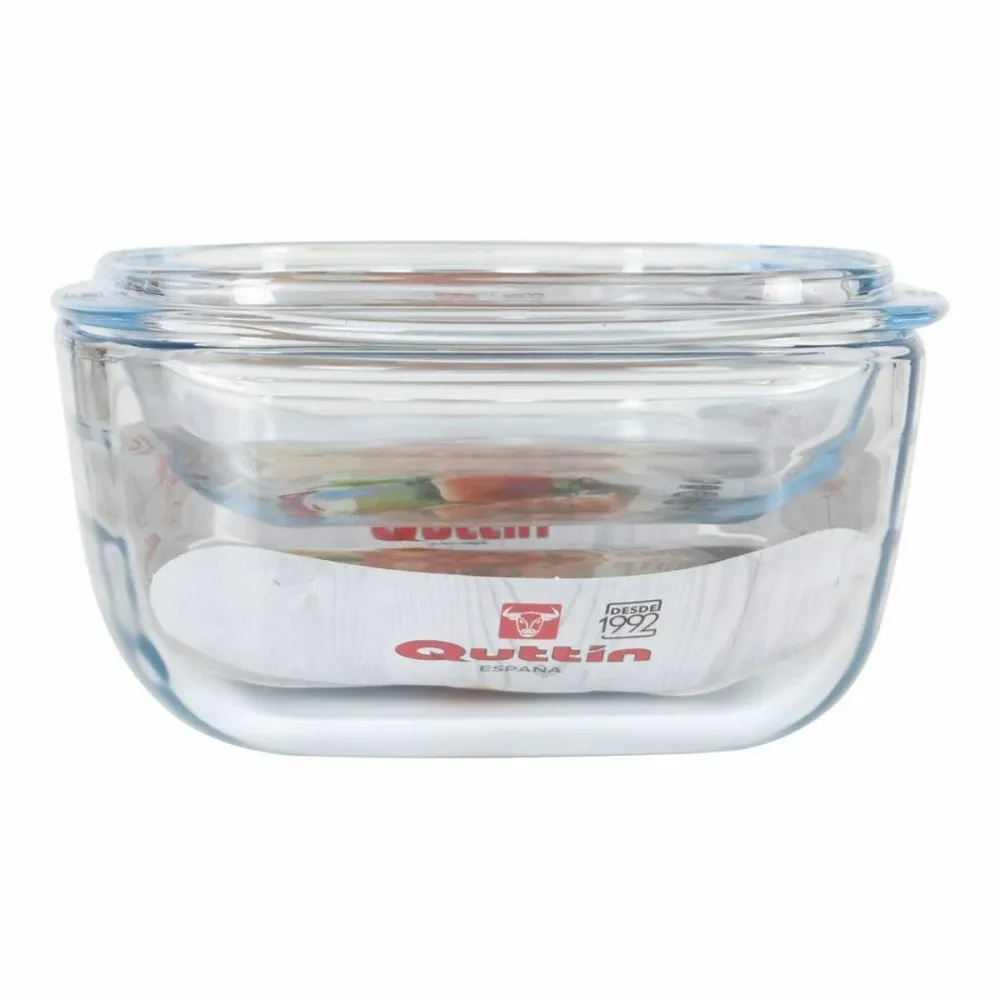 Casseruola con coperchio Quttin 63096 Vetro 32,8 x 19,7 x 13 cm (3 Unità)