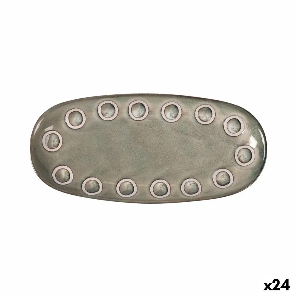 Recipiente de Cozinha La Mediterránea Almudena Cinzento Oval 25 x 12 x 2,2 cm (24 Unidades)