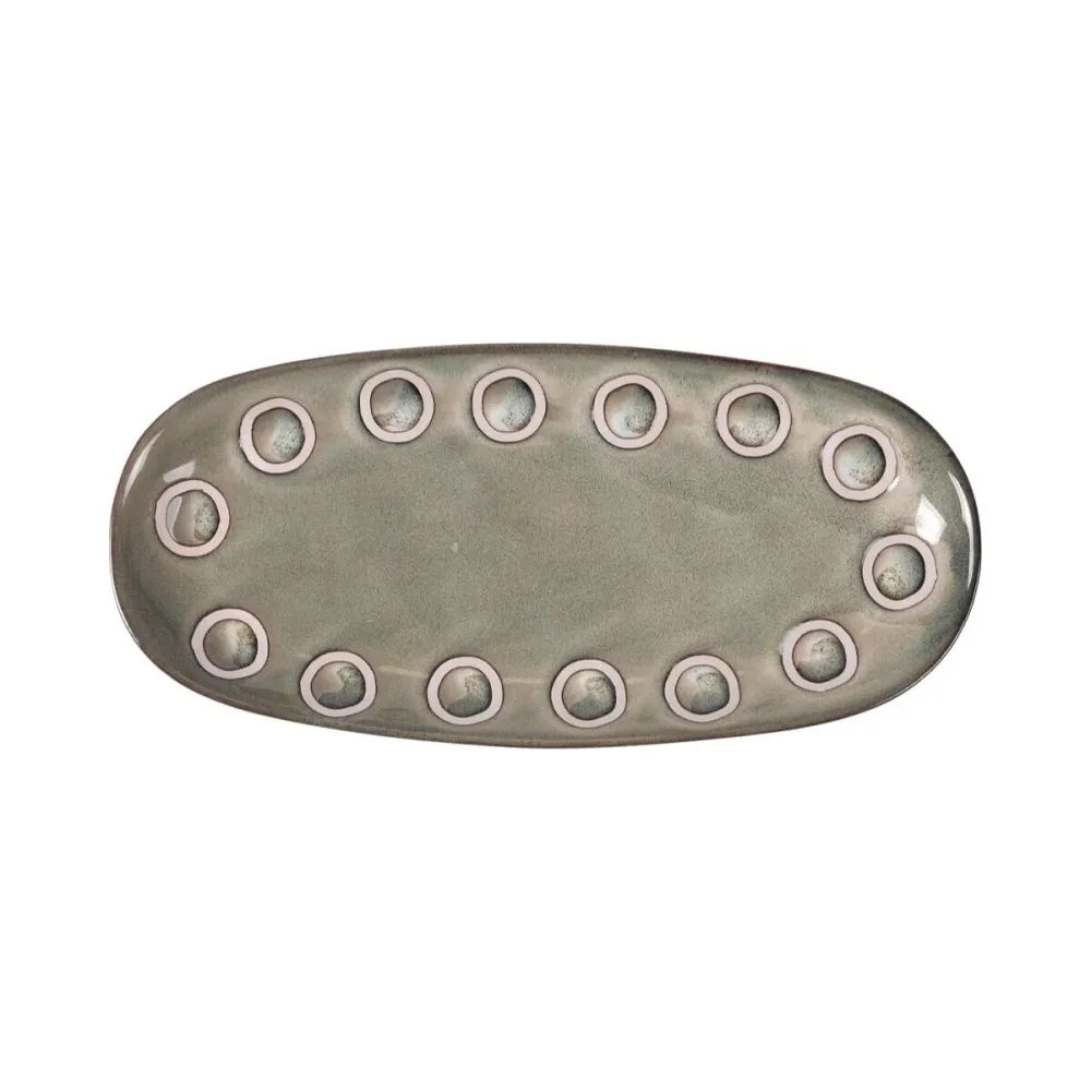 Recipiente de Cozinha La Mediterránea Almudena Cinzento Oval 25 x 12 x 2,2 cm (24 Unidades)