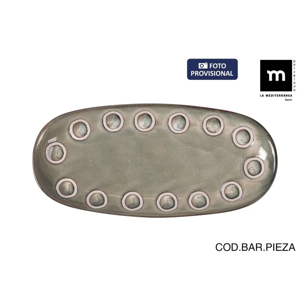 Recipiente de Cozinha La Mediterránea Almudena Cinzento Oval 25 x 12 x 2,2 cm (24 Unidades)