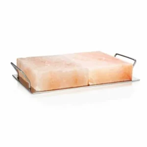 RIVSALT 2 Pietre di Sale Rosa Dell'Himalaya con Base Acciaio