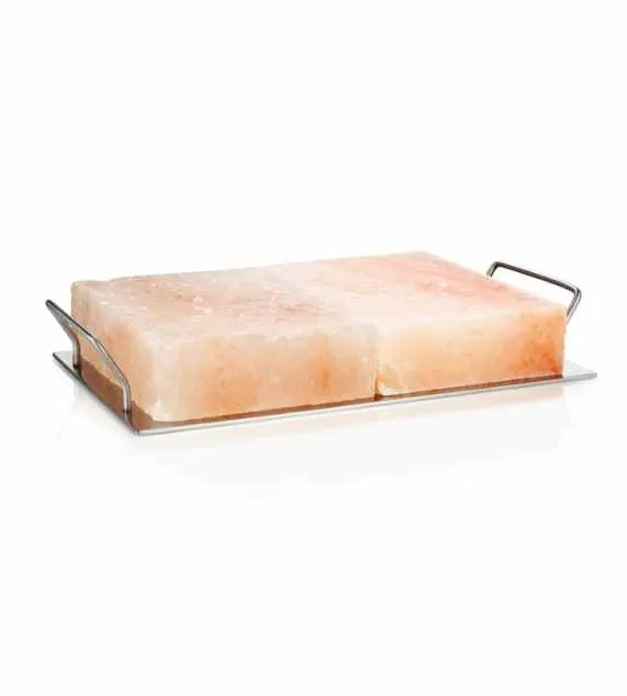 RIVSALT 2 Pietre di Sale Rosa Dell'Himalaya con Base Acciaio