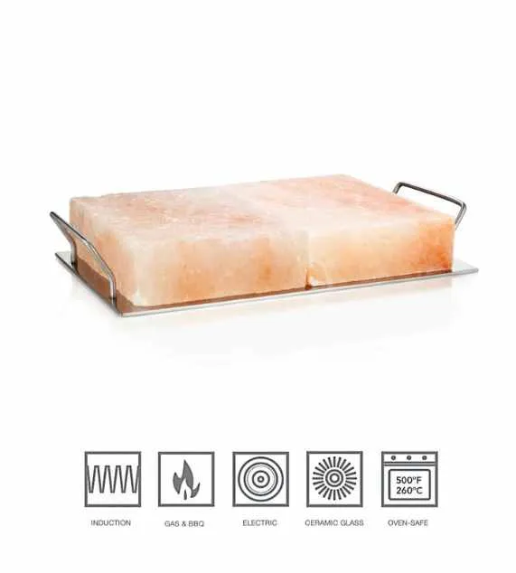 RIVSALT 2 Pietre di Sale Rosa Dell'Himalaya con Base Acciaio