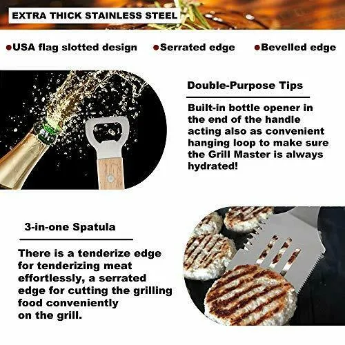 Romanticist 3pcs Accessori Barbecue Acciaio Inox Set di Attrezzi per...