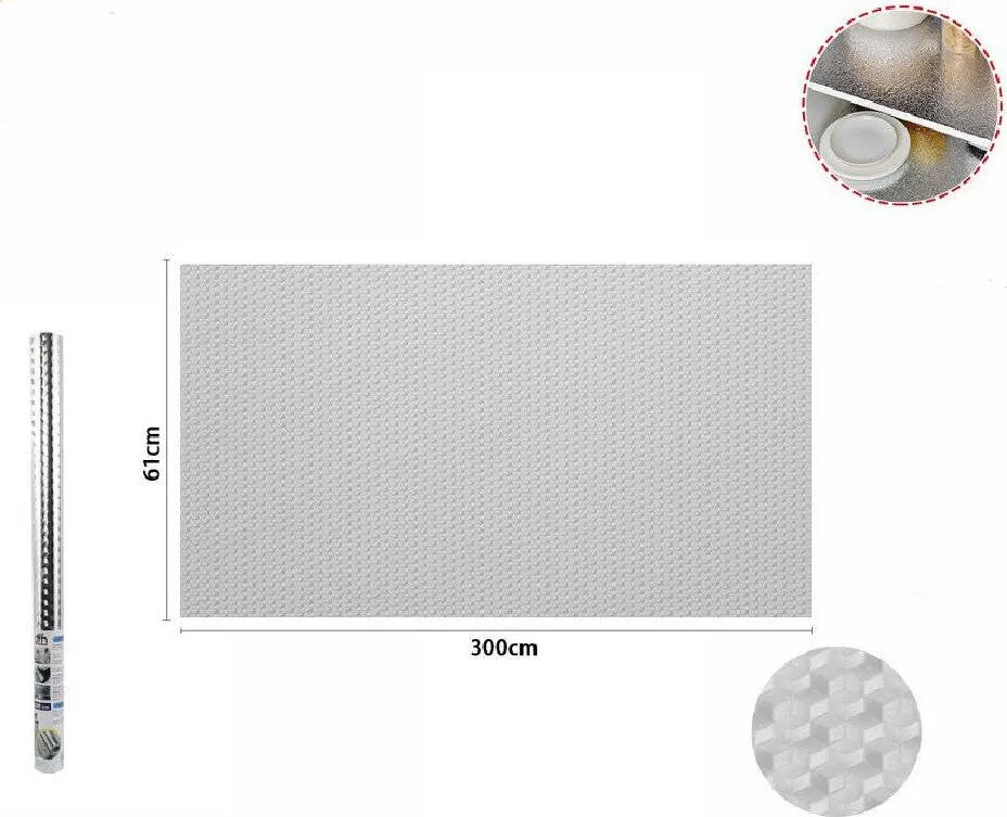 Rotolo Adesivo Alluminio 61cmx3mt Per Cassetti Mobili Armadi Parati Cucina 70502