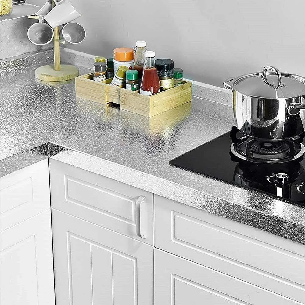 Rotolo Adesivo Alluminio 61cmx3mt Per Cassetti Mobili Armadi Parati Cucina 70502