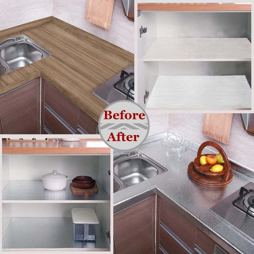 Rotolo Adesivo Alluminio 61cmx3mt Per Cassetti Mobili Armadi Parati Cucina 70502